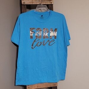 Womens 2xl short sleeve Tshirt Blue screenprint